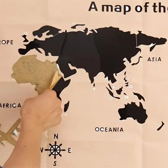 Modern 3D Silver World Map Wall Art – Decor for Living Room, Office, or Bedroom - Picture 4 of 5